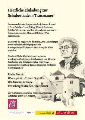 Einladung Schubertiade Traismauer 30.11.2023